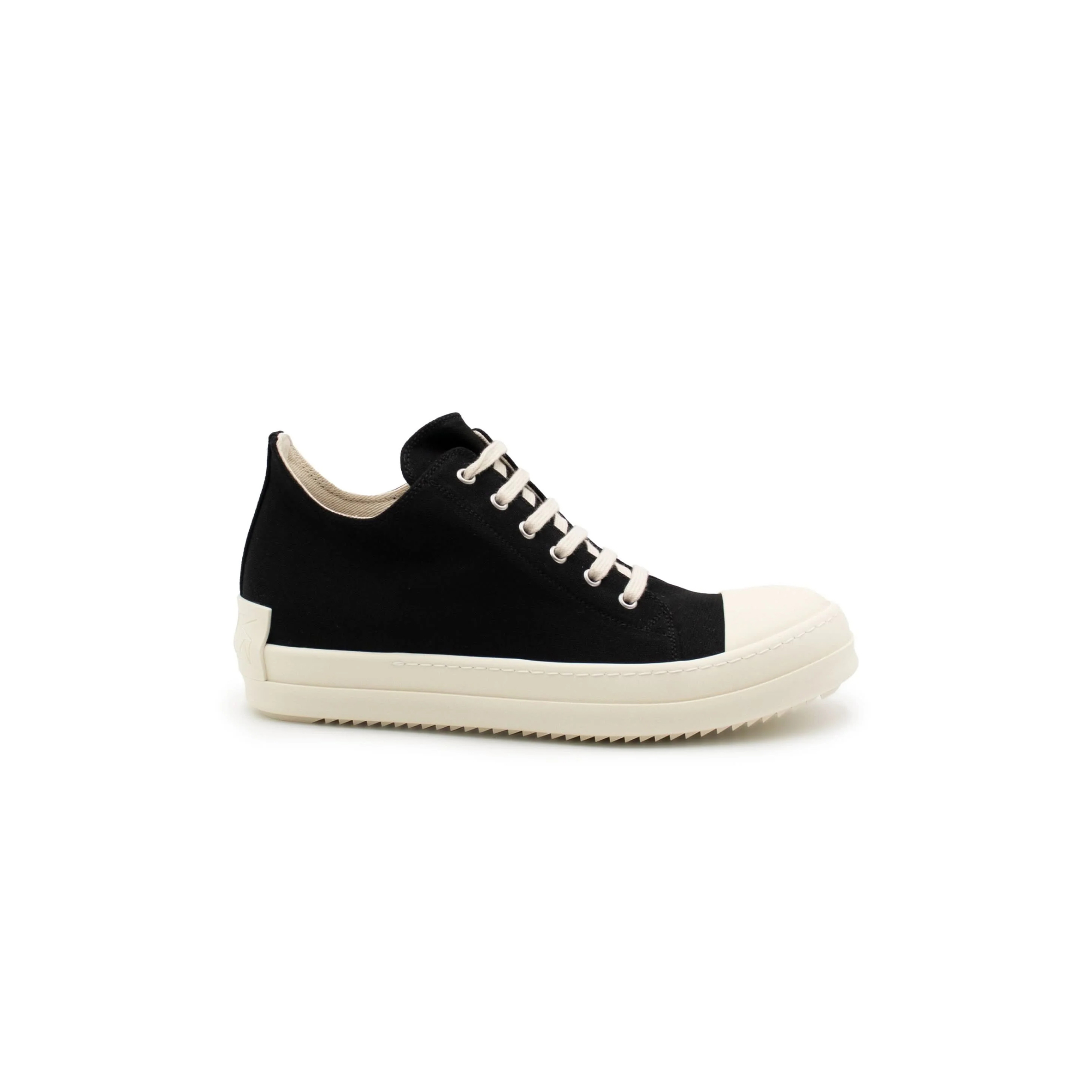 RICK OWENS DRKSHDW TWILL LOW SNEAKER IN BLACK DU21S2802